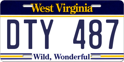 WV license plate DTY487