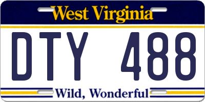 WV license plate DTY488