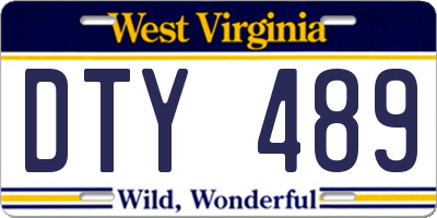 WV license plate DTY489
