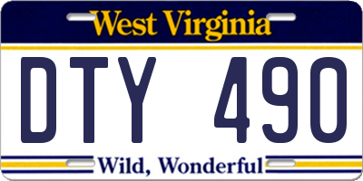 WV license plate DTY490