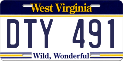 WV license plate DTY491