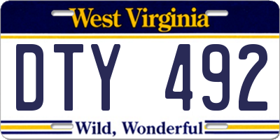 WV license plate DTY492