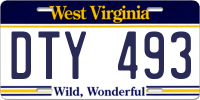 WV license plate DTY493