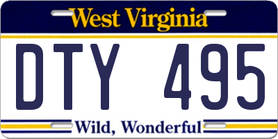 WV license plate DTY495