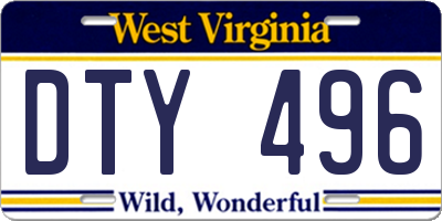 WV license plate DTY496