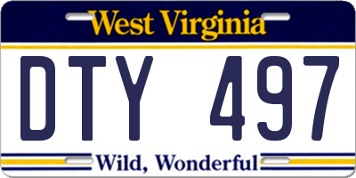 WV license plate DTY497