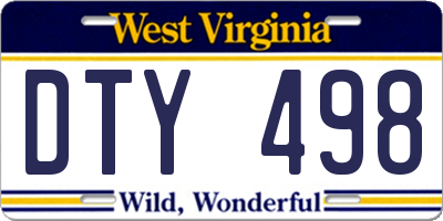 WV license plate DTY498