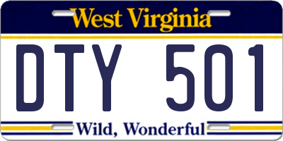 WV license plate DTY501