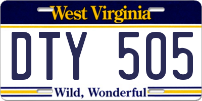 WV license plate DTY505