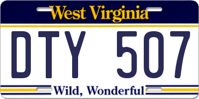 WV license plate DTY507