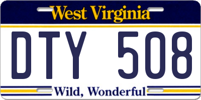 WV license plate DTY508