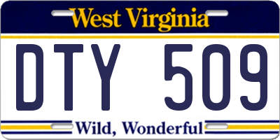 WV license plate DTY509
