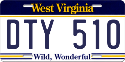 WV license plate DTY510