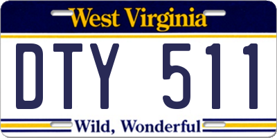 WV license plate DTY511