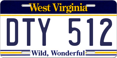 WV license plate DTY512