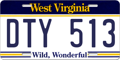 WV license plate DTY513