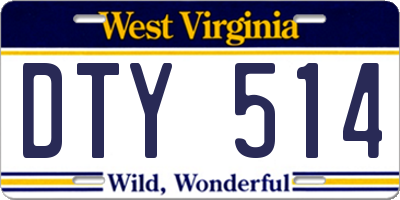 WV license plate DTY514