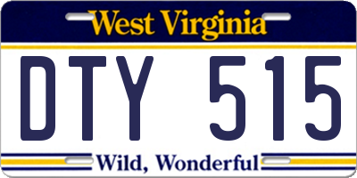WV license plate DTY515