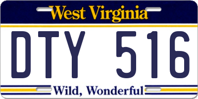 WV license plate DTY516