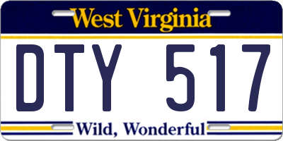 WV license plate DTY517