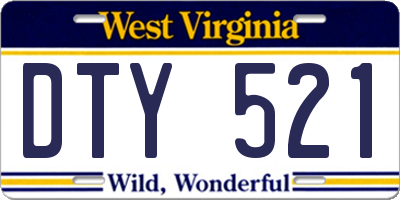 WV license plate DTY521