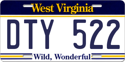 WV license plate DTY522