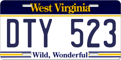 WV license plate DTY523