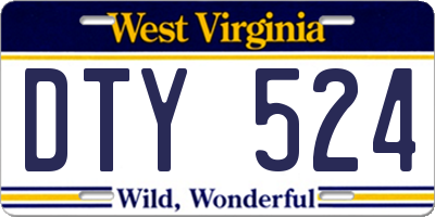 WV license plate DTY524
