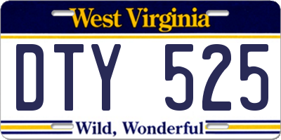 WV license plate DTY525