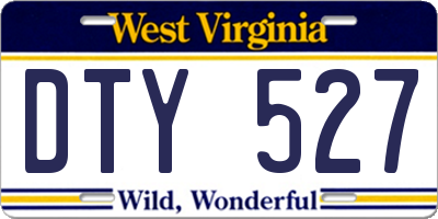 WV license plate DTY527