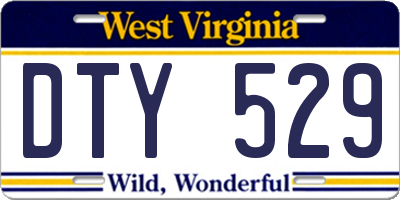 WV license plate DTY529