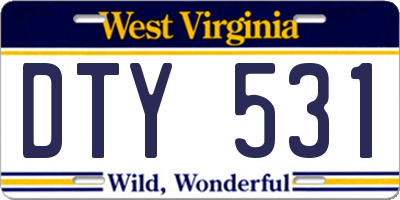 WV license plate DTY531