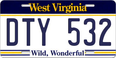 WV license plate DTY532