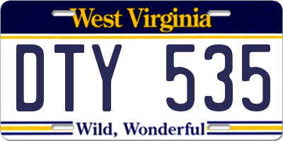 WV license plate DTY535