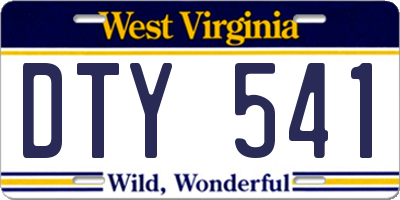 WV license plate DTY541