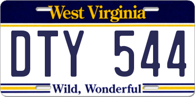 WV license plate DTY544