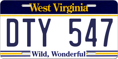 WV license plate DTY547