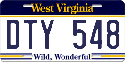WV license plate DTY548