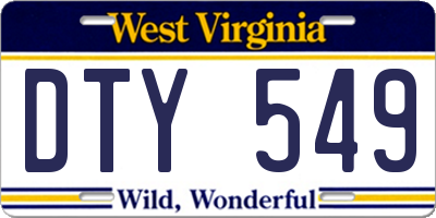 WV license plate DTY549