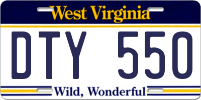 WV license plate DTY550