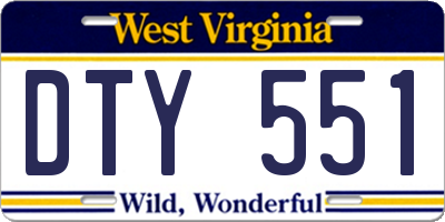 WV license plate DTY551