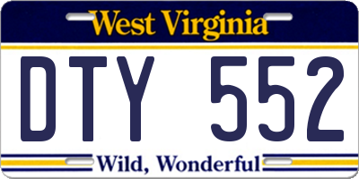 WV license plate DTY552