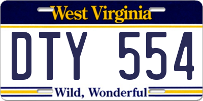 WV license plate DTY554
