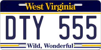 WV license plate DTY555