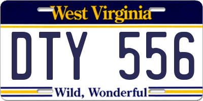 WV license plate DTY556