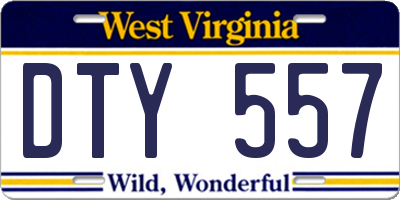 WV license plate DTY557
