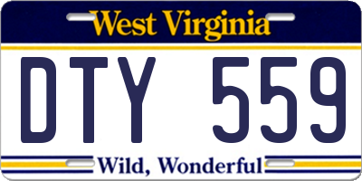 WV license plate DTY559