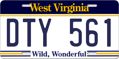 WV license plate DTY561