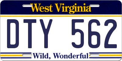 WV license plate DTY562