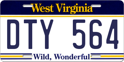WV license plate DTY564